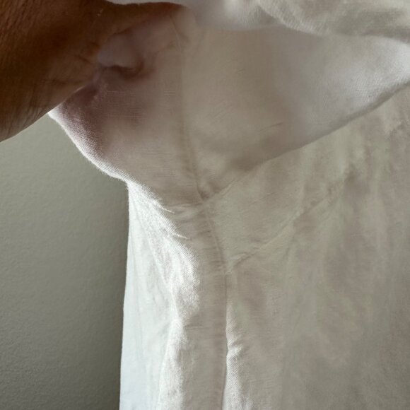 H&M Popover Shift Mini Dress V Neck Short Sleeve Linen Blend Breathable Vacay Mi - Picture 6 of 11